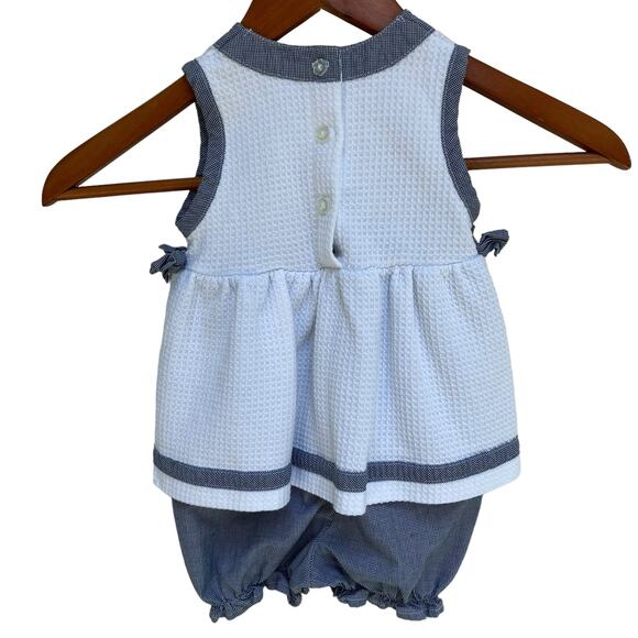 VTG Baby Girl Outfit 18 Mos Miniwear Waffle Knit Dress One Piece Floral Snap - Picture 5 of 9